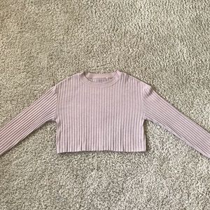 Light Pink Long Sleeve Crop Top